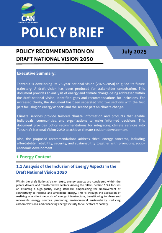 Policy Recommendation on Draft National Vision 2050